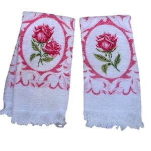 Lot of 2 vintage roses 100% cotton Cannon hand towels